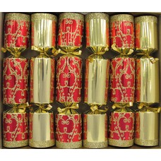 8" Gold Red Glitter Mini Crackers