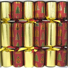 12" Gold Red Tree Crackers